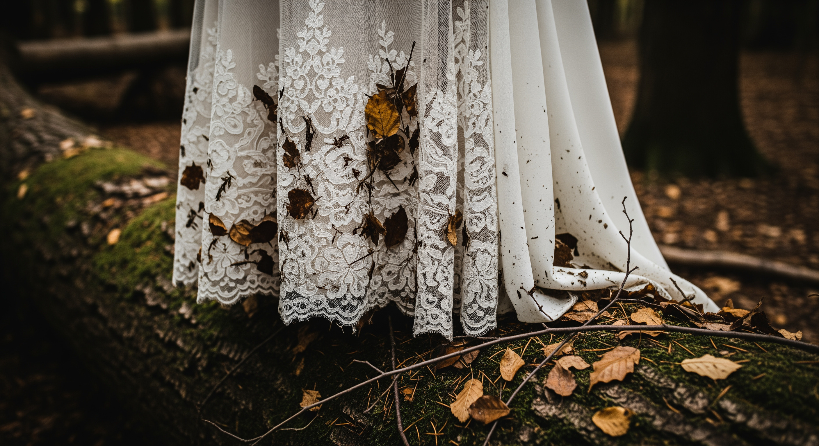 Wedding dress before cleaning